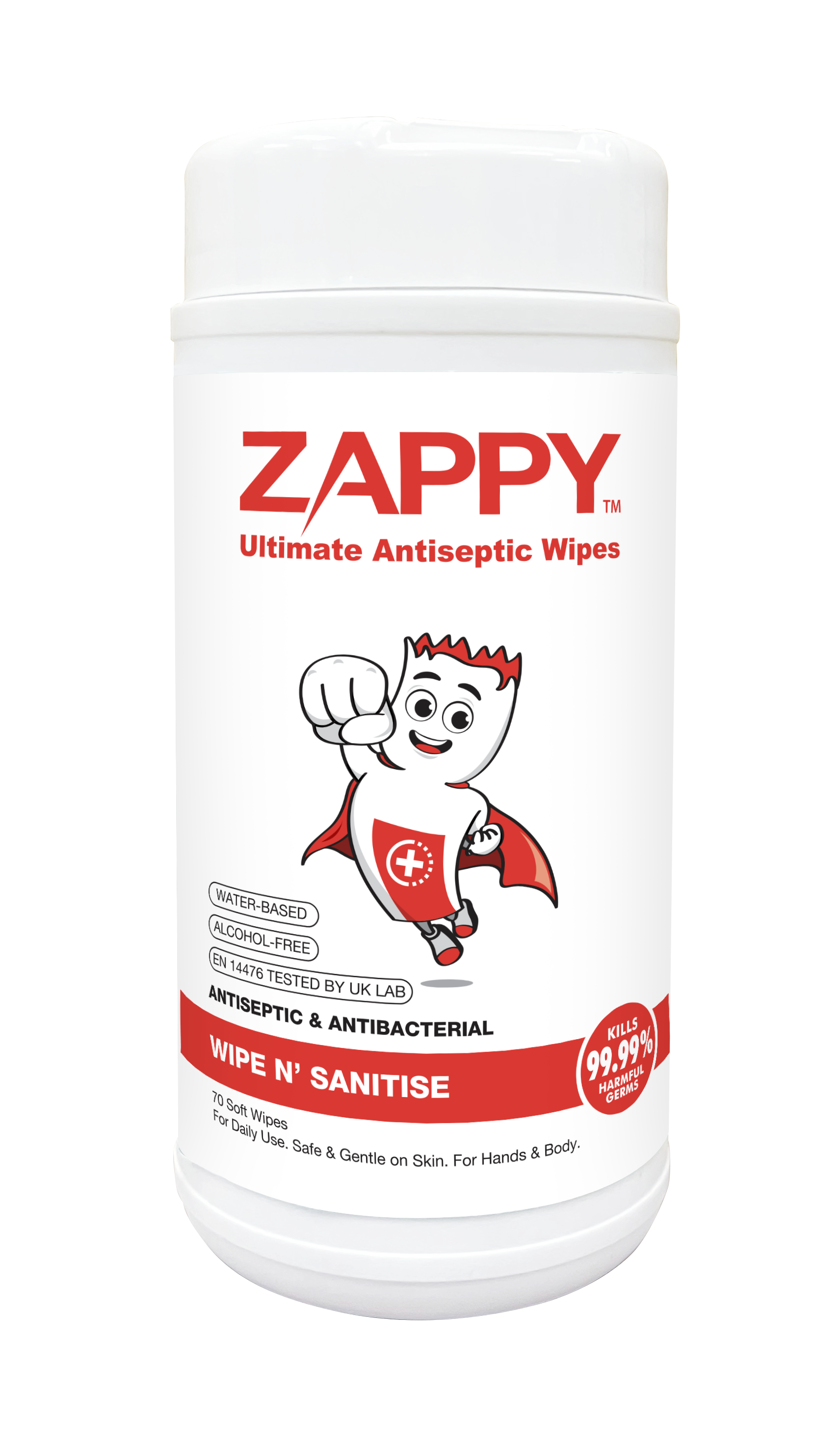 (Buy 1 Free 1) Zappy Ultimate Antiseptic Wipes Canister (70 Sheets)